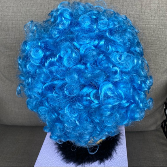 Fun Short Blue Curly Hair Costume Wig - Picture 5 of 6